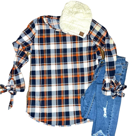 NWT! All Tied Up in Plaid Top (S-2X) - Picture 2 of 5